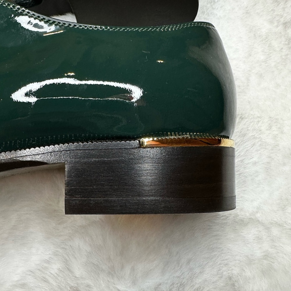 Salvatore Ferragamo Dark Green Patent Leather Oxfords - Picture 3 of 7